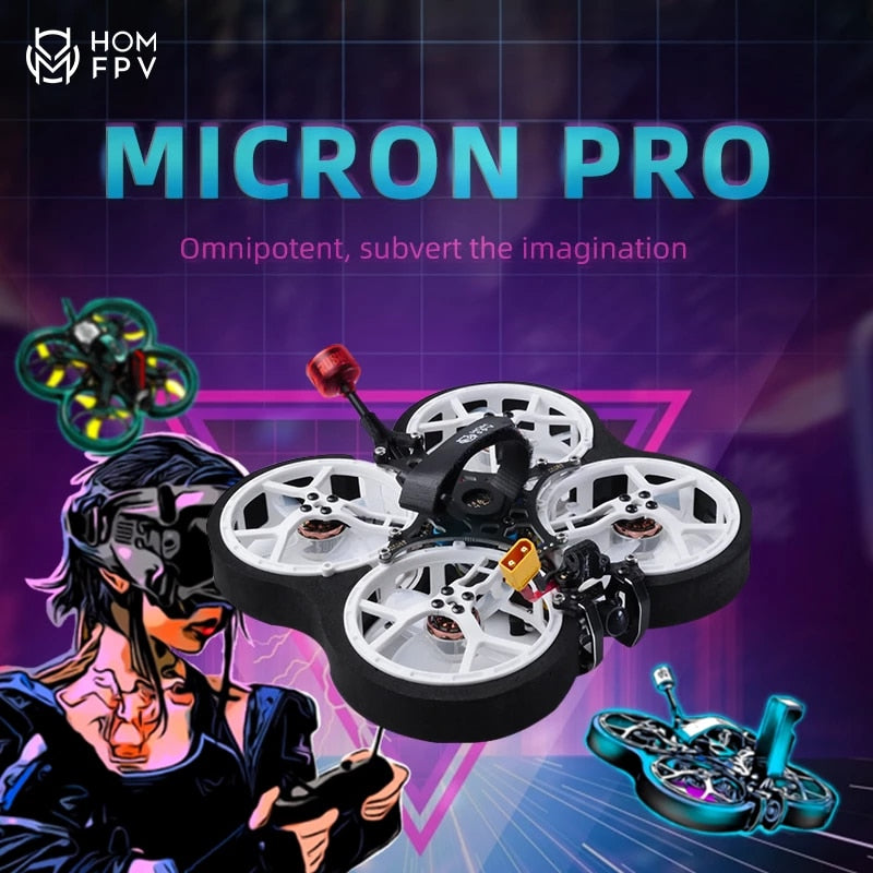 Homfpv – Drone de course Micron Pro HD, 2 pouces, 95mm, 4s FPV, Caddx Nebula , moteur AIO F4 FC 35A ESC, 1105 4500KV